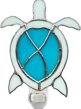 Colorful Stained Glass Sea Turtle Night Light | Plug-in Home Decor Accent